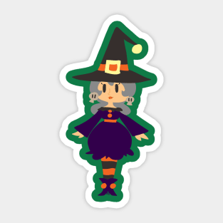 Cute Witch with Silver Hair Sticker